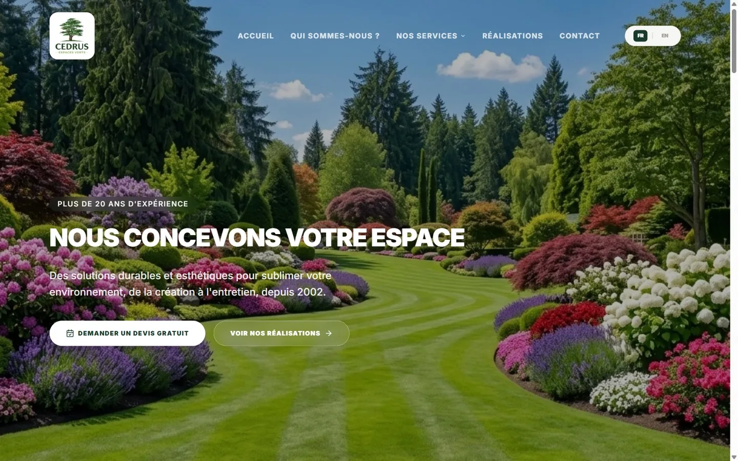 Site Cedrus Espaces Verts, paysagiste — vue ordinateur, réalisé par LUMINIA