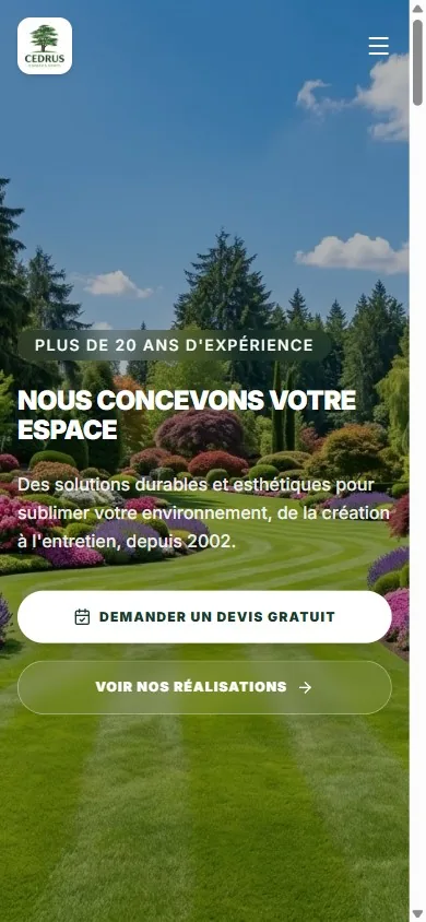 Site Cedrus Espaces Verts — vue mobile responsive