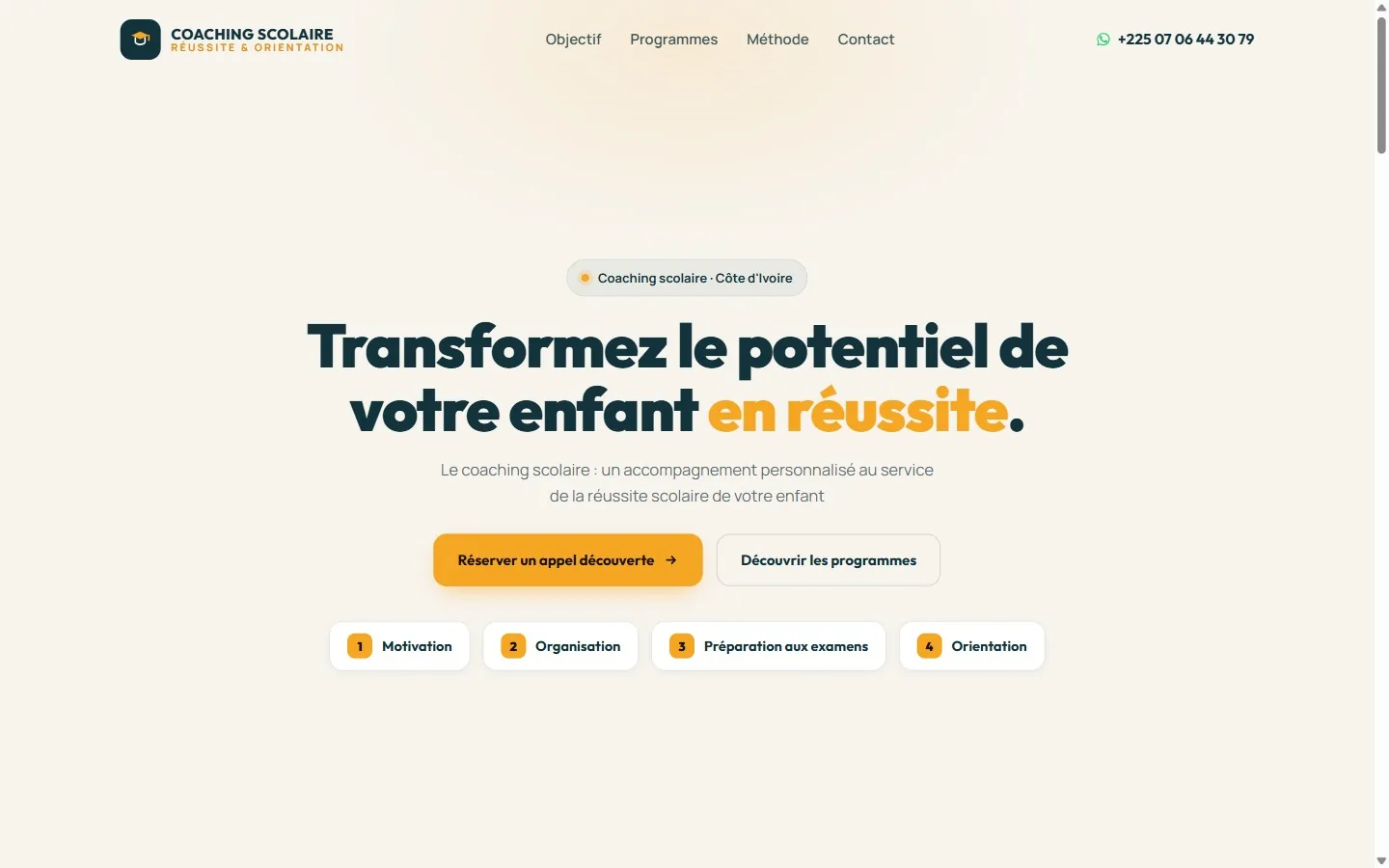 Site Helyps Coaching scolaire — vue ordinateur, réalisé par LUMINIA
